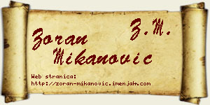 Zoran Mikanović vizit kartica
